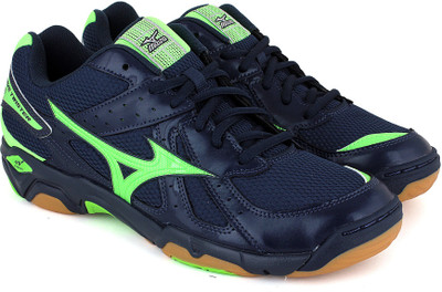 

Mizuno Wave Twister 4 Badminton Shoes For Men(Navy, Green, Blue