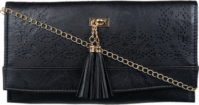 

Adine Women Evening/Party Black Genuine Leather Clutch