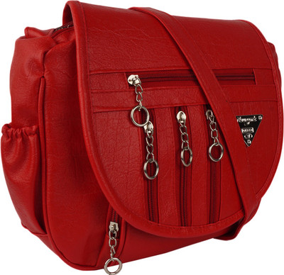 

Bhuviart Women Casual Red PU Sling Bag
