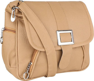 

Bhuviart Women Casual Beige PU Sling Bag