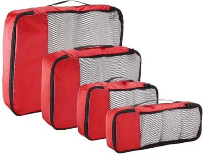 

Walletsnbags PACKING CUBES -SET OF 4 (SMALL .MEDIUM , LARGE AND SLIM)(Red)
