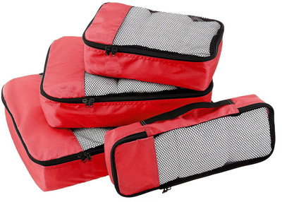 

Walletsnbags PACKING CUBES -SET OF 4 (SMALL .MEDIUM , LARGE AND SLIM) Small Travel Bag - LARGE MEDIUM SMALL(Red)