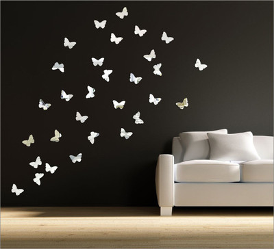 

Wall1ders  3D Acrylic Sticker Sticker(Pack of 30, Silver