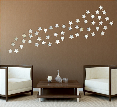 

Wall1ders  3D Acrylic Sticker Sticker(Pack of 50, Silver