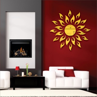 AtulyaArts 45 cm Sun with Extra Flame Golden(Pack of 25) (45 cm X 45 cm) Acrylic Sticker, 3D Acrylic Sticker, 3D Mirror, 3D Acrylic Wall sticker, 3D Acrylic stickers for wall, 3D Acrylic Mirror stickers for living room, bedroom, kids room, 3D Acrylic mural for home & office Self Adhesive Sticker(Pac