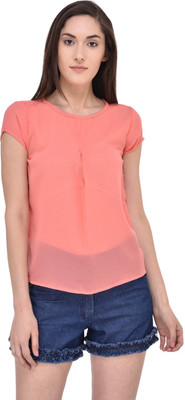 MAYRA Casual Regular Sleeve Solid Women Pink Top