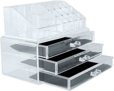 

Online World Cosmetic & Make Up Transparent Organizer/Storage Box/Store All Variety At Single Place Ideal For Dressing Table Cosmetic & Make Up Transparent Organizer/Storage Box/Store All Variety At Single Place Ideal For Dressing Table Vanity Box(White)