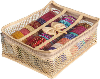 

Srajanaa Bangle Box 3 Rods Organiser Jewellery Vanity Box(Beige)