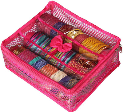 

Srajanaa Bangle Box 3 Rods Organiser Jewellery Vanity Box(Pink)