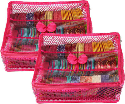 

Srajanaa Bangle Box 3 Rods (Pack of 2) Organiser Jewellery Vanity Box(Pink)