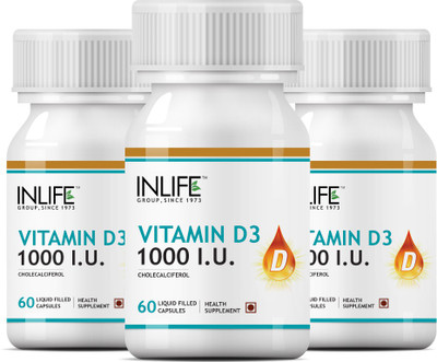 

Inlife INLIFE Vitamin D3 1000 IU, 60 Capsules (3-Pack)(180 No)