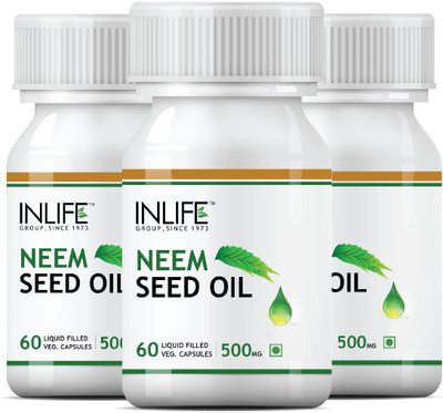 

Inlife INLIFE Neem Seed Oil 60 Veg Capsules(3-Pack)(180 No)
