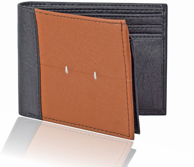 

Zeebros Men Black Artificial Leather Wallet(12 Card Slots), Black-tan