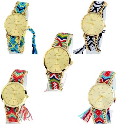 KNACK Woolen multicolor strap fine and eye catcher dial combo of 5 women geneva Watch  - For Girls   Watches  (KNACK)