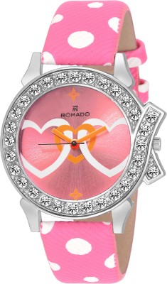 Romado RMBBL-PNK NEW VALENTINE SPECIAL BEAUTIFUL STUDDED HEARTS VALENTINE SPECIAL Watch  - For Girls   Watches  (ROMADO)