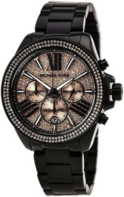 Michael Kors MK5879 Everest Chronograph Rose Dial Black Ion-plated Watch  - For Women   Watches  (Michael Kors)