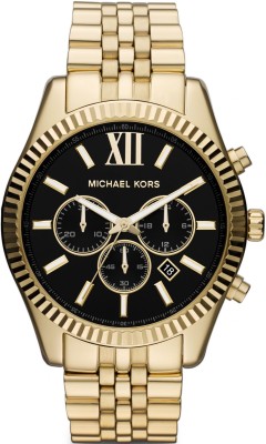 Michael Kors MK8286 Lexington Chronograph Black Dial Gold-tone Watch  - For Men   Watches  (Michael Kors)