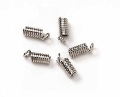 

GOELX Crimp coil necklace end jewellery silver finding 4*8mm, pack of 10 pcs