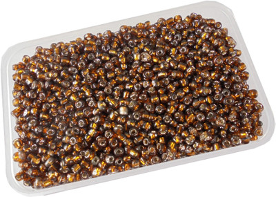 estore 200 gm brown silverline glass seed beads, 4mm, 6/0 beads for jewllery art and craft making diy kit