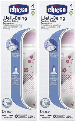 

Chicco Welbeing 250 ml 4 month bottle set of 2 - 250 ml(Pink)