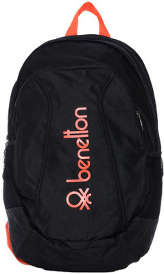 

United Colors of Benetton Shaped Bag With Contrast Side Pockets 24 L Backpack(Black)