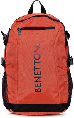 

United Colors of Benetton Front Small Zipper 22 L Backpack(Orange, Black)