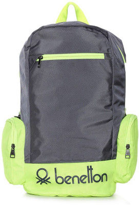 

United Colors of Benetton Contrast Side Pocket 22 L Backpack(Grey, Green)