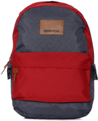 

United Colors of Benetton Colorblocked 15 L Backpack(Red, Grey)