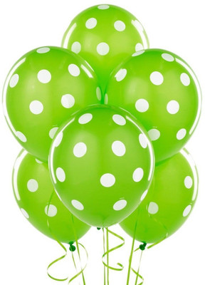

AMFIN Printed AN-Polka Dot Balloons Green With White Dot Balloon(Green, Pack of 30)
