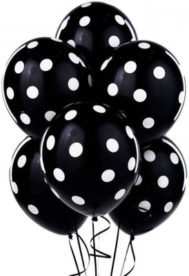 

Theme My Party Printed Printed BLACK POLKA Balloon (Black, Pack of 8) Balloon(Black, Pack of 8)