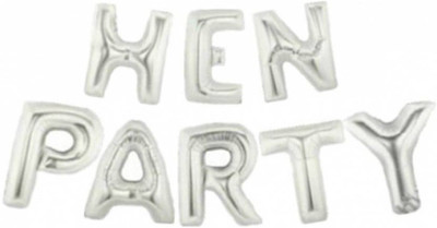 

Theme My Party Solid Foil Balloons For Different Party (HEN PARTY Balloon (Silver, Pack of 8) Balloon(Silver, Pack of 8)