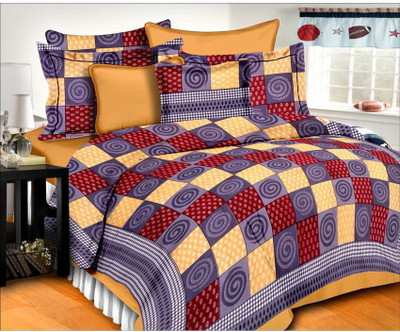 

Kismat Bedding Collection 180 TC Cotton Double Printed Bedsheet(Pack of 1, Multicolor)