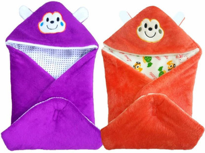 Kidoyzz Cartoon  Swadding Baby Blanket(Polyester, Purple, Orange, Orange;purple