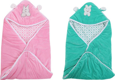 

Kidoyzz Cartoon  Swadding Baby Blanket(Polyester, Pink, Blue, Blue;pink
