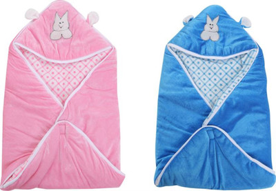 

Kidoyzz Cartoon  Swadding Baby Blanket(Polyester, Light Pink, Light Blue, Light blue;light pink