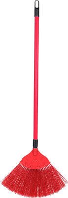 

GLOBAL CHAIN Long Stick V- Shape Fan Broom Plastic Wet and Dry Broom(Red, Pack of 1)