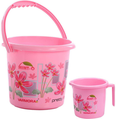 

varmora ultramorden design Bathroom Accessories 2 Pcs Set- 17 L Plastic Bucket, 1.5L Mug (Pink) 17 L Plastic Bucket(Pink)