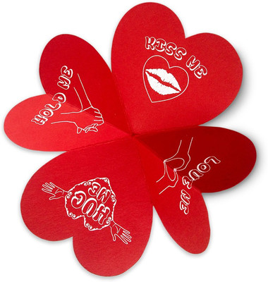 

indigifts Valentine Heart Shape Card Greeting Card(Red and White Unique Fold Greeting Card, Pack of 1)