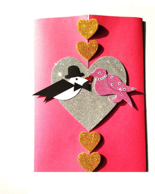 

RMantra Handmade Love Birds Card / Valentines Card Greeting Card(Red, Pack of 1)