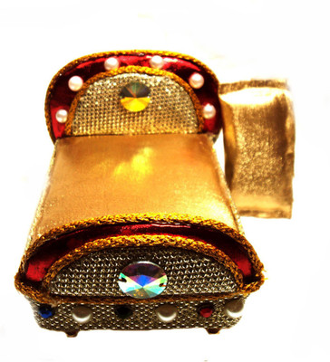 

DivineAura Maharaja Bed Singhasan Wooden Pooja Chowki(Gold, Pack of 1)