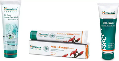 

Himalaya Oil Clear Lemon Face Wash, Acne n Pimple Cream, anti acne face mask(Set of 3)