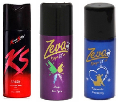 

Zeva Deodorant & KS Kamasutra Bodyspray Spark(Set of 3)