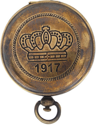 

Artshai Antique Look Brass Push Button Magnetic Compass Crown Design Compass(Brown)