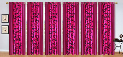 

Stella Creations 274 cm (9 ft) Polyester Long Door Curtain (Pack Of 6)(Printed, Pink)