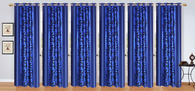 

Stella Creations 274 cm (9 ft) Polyester Long Door Curtain (Pack Of 6)(Printed, Blue)