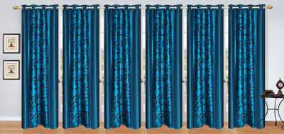 

Ville Style 214 cm (7 ft) Polyester Door Curtain (Pack Of 6)(Floral, Aqua)