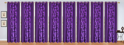 

Stella Creations 274 cm (9 ft) Polyester Long Door Curtain (Pack Of 8)(Printed, Purple)