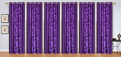 

Stella Creations 274 cm (9 ft) Polyester Long Door Curtain (Pack Of 6)(Printed, Purple)