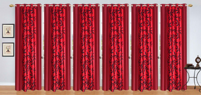 

Stella Creations 214 cm (7 ft) Polyester Door Curtain (Pack Of 6)(Printed, Red)
