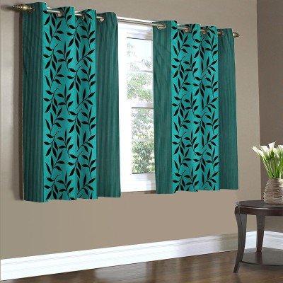 Home Candy 152 cm (5 ft) Polyester Room Darkening Window Curtain (Pack Of 2)(Floral, Green)